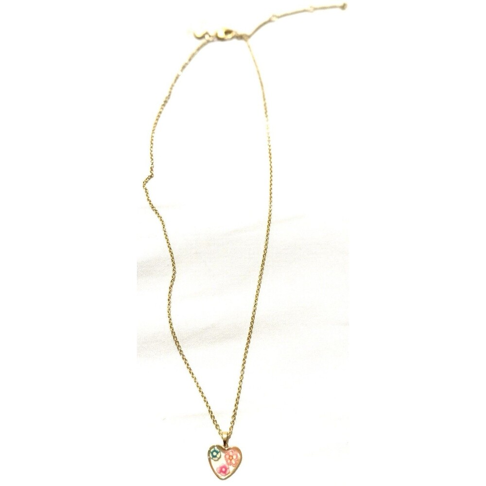 NEW 18k Gold Dipped Flower Heart Pendant Necklace